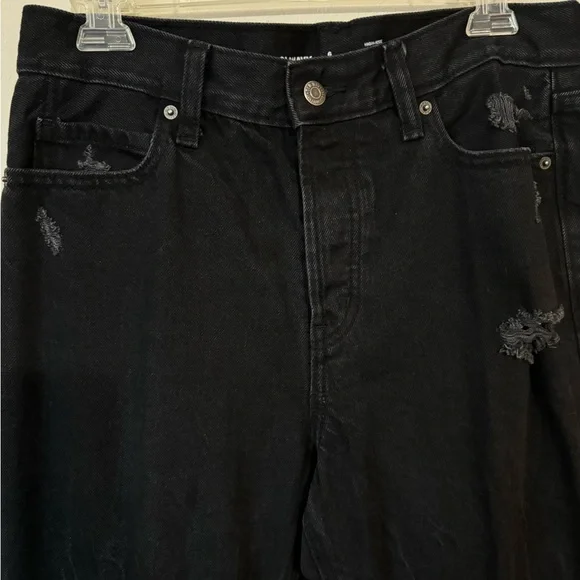 * ❤️OLD NAVY LIGHTLY DISTRESSED  BLACK HIGH-RISE/SLOUCHY STRAIGHT JEANS  6 TALL - Picture 2 of 7